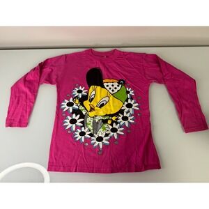 Vintage 1997 Looney Tunes Tweety Bird Long Sleeve Short Girls Size 10 Pink